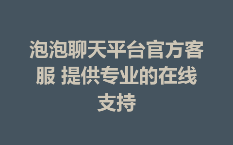 泡泡聊天平台官方客服 提供专业的在线支持